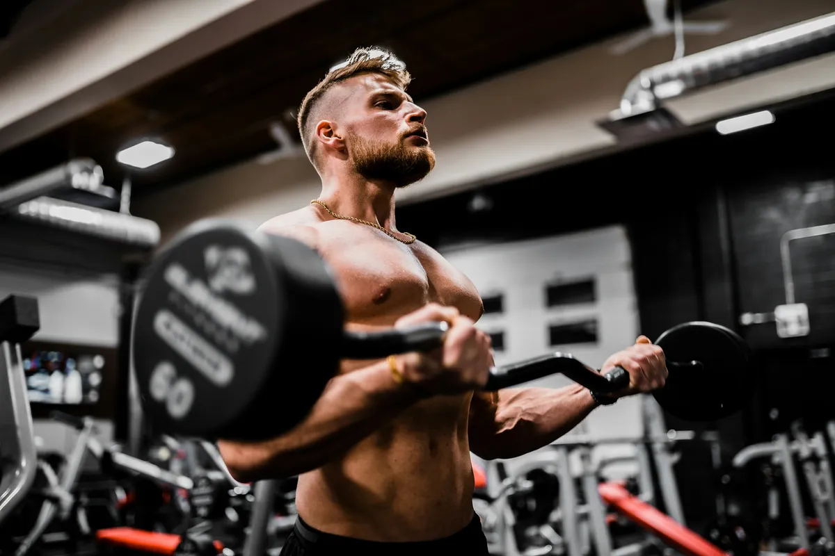 Barbell in gym